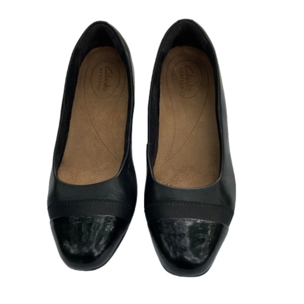 Clarks Artisan SALE! Black Pumps, Low Heels Leather Comfort Office, sz. 7